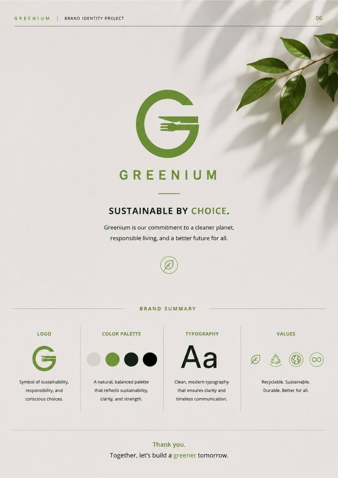 Greenium — Page 06, brand summary