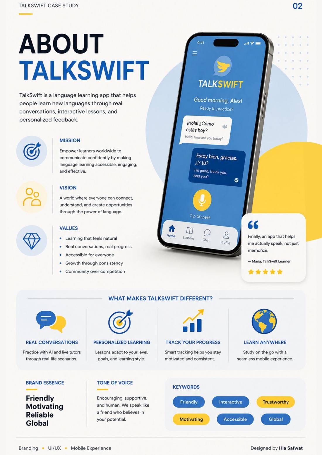 TalkSwift — Page 02, about the brand