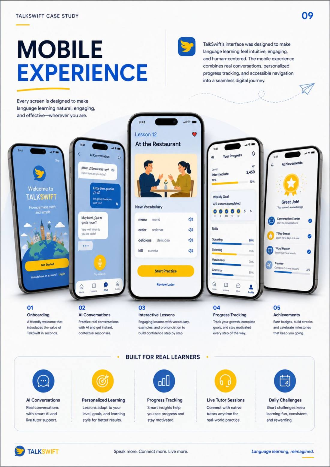 TalkSwift — Page 09, mobile experience